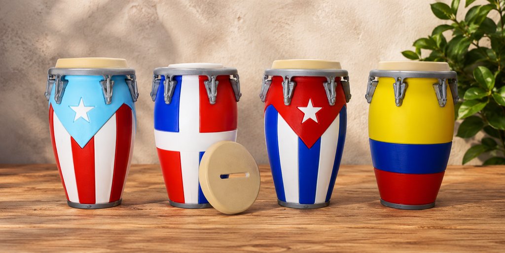 Flag-Inspired Drum Piggy Banks- Free Stand