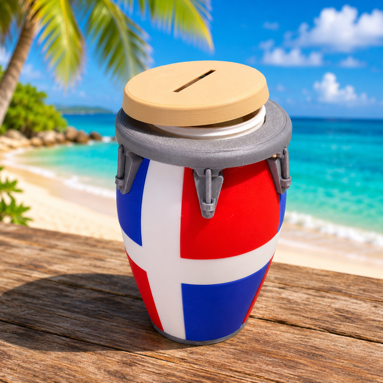 Flag-Inspired Drum Piggy Banks- Free Stand