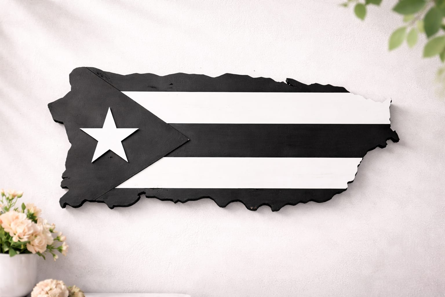 Wooden Frame of the Map with the Flag of Puerto Rico