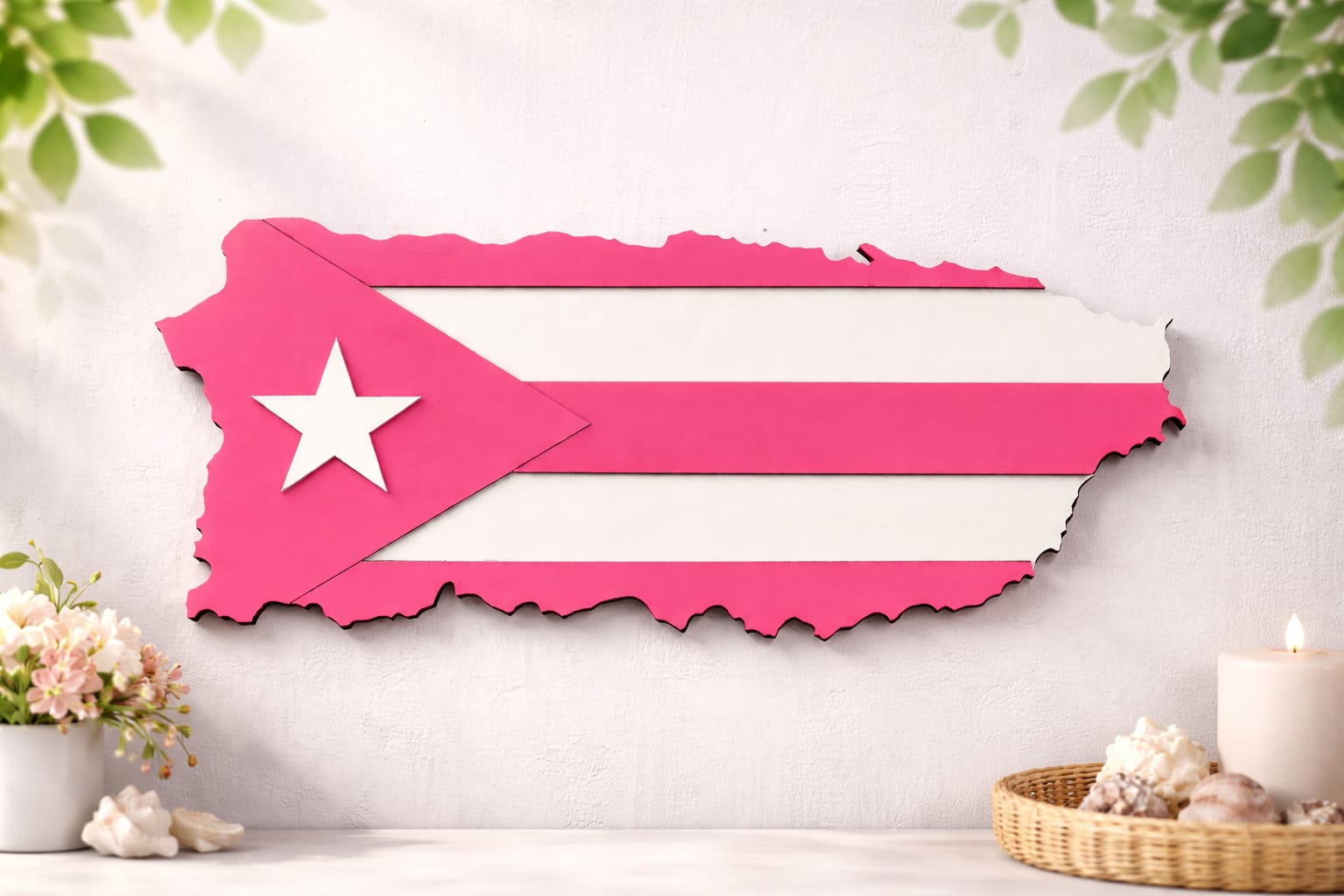 Wooden Frame of the Map with the Flag of Puerto Rico